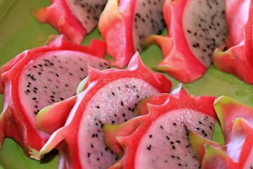 close up of dragon fruit slices
