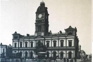 a vintage photo of a clock tower
