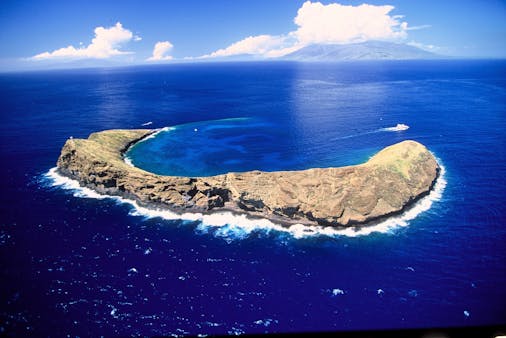Aerial view of Molokini Crater near Maui, Hawaii
