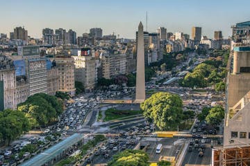 9 de Julio Avenue aerial view, Buenos Aires, Argentina.
