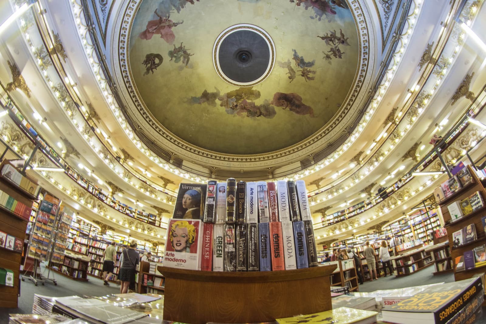A look inside El Ateneo Bookstore, Buenos Aires, Argentina.