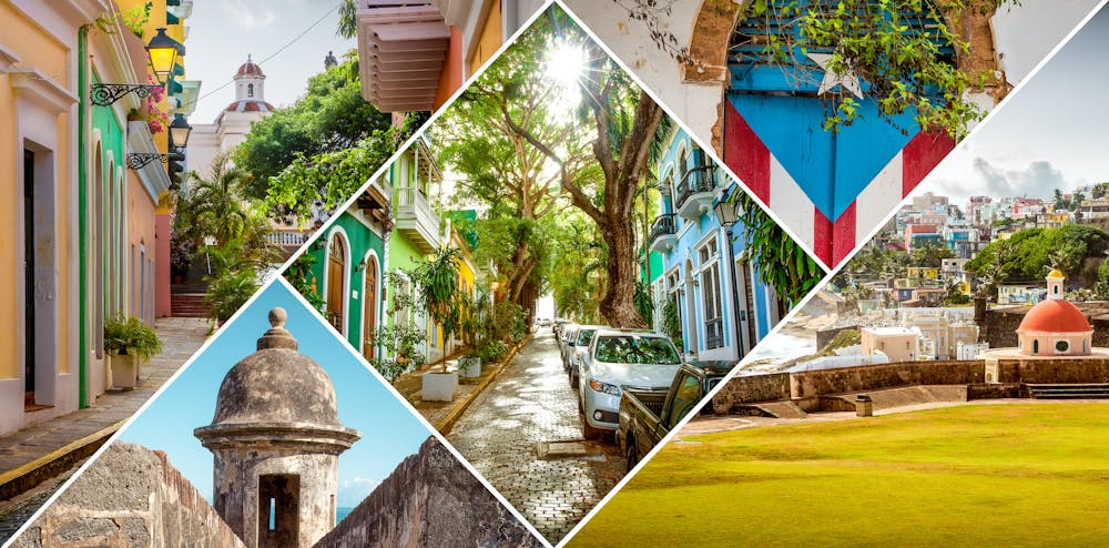 a collage of landmarks and scenic areas in San Juan