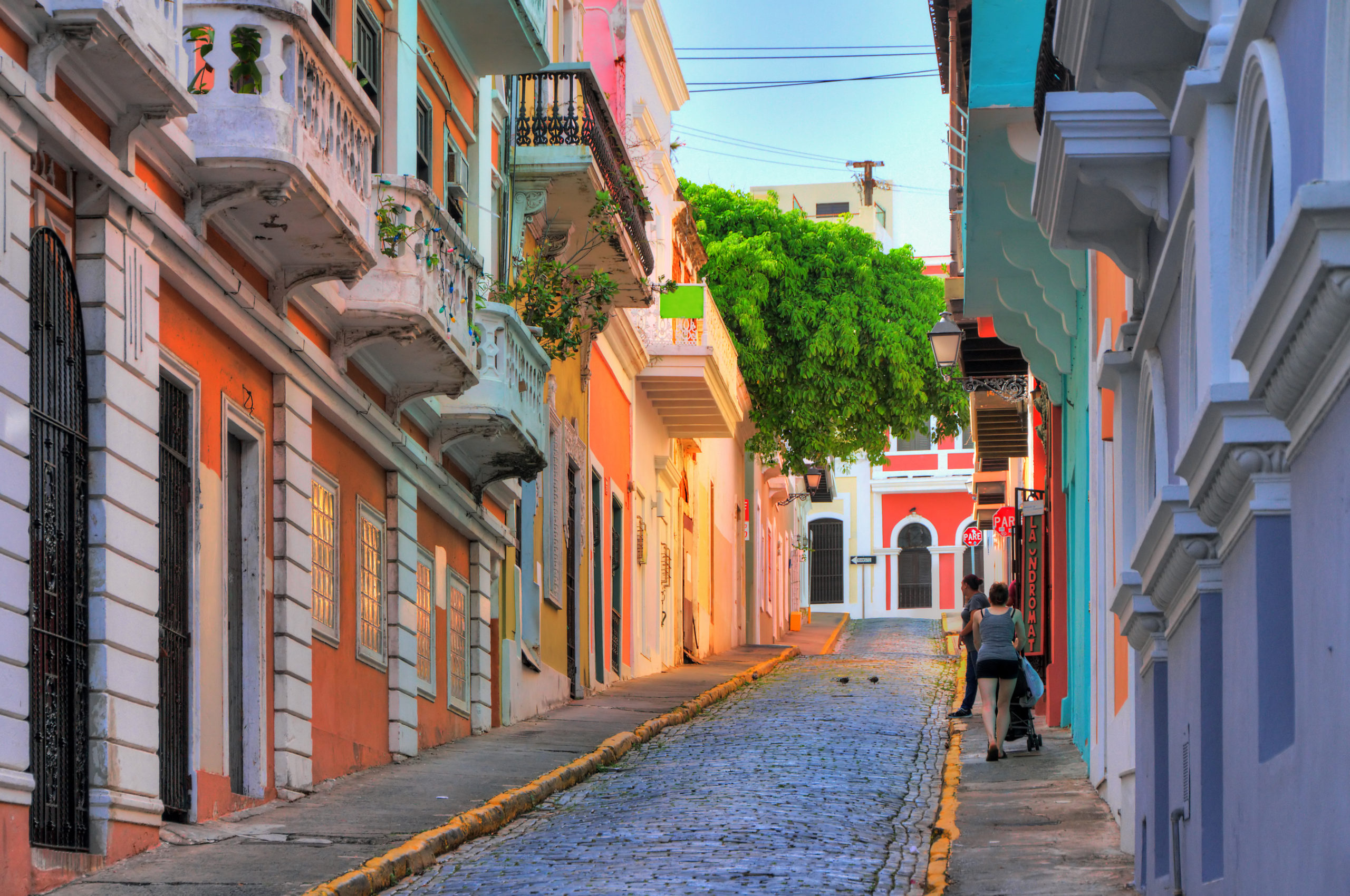 historic street with colorful buildings in San Juan
