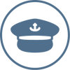 Captain's hat in a blue circle