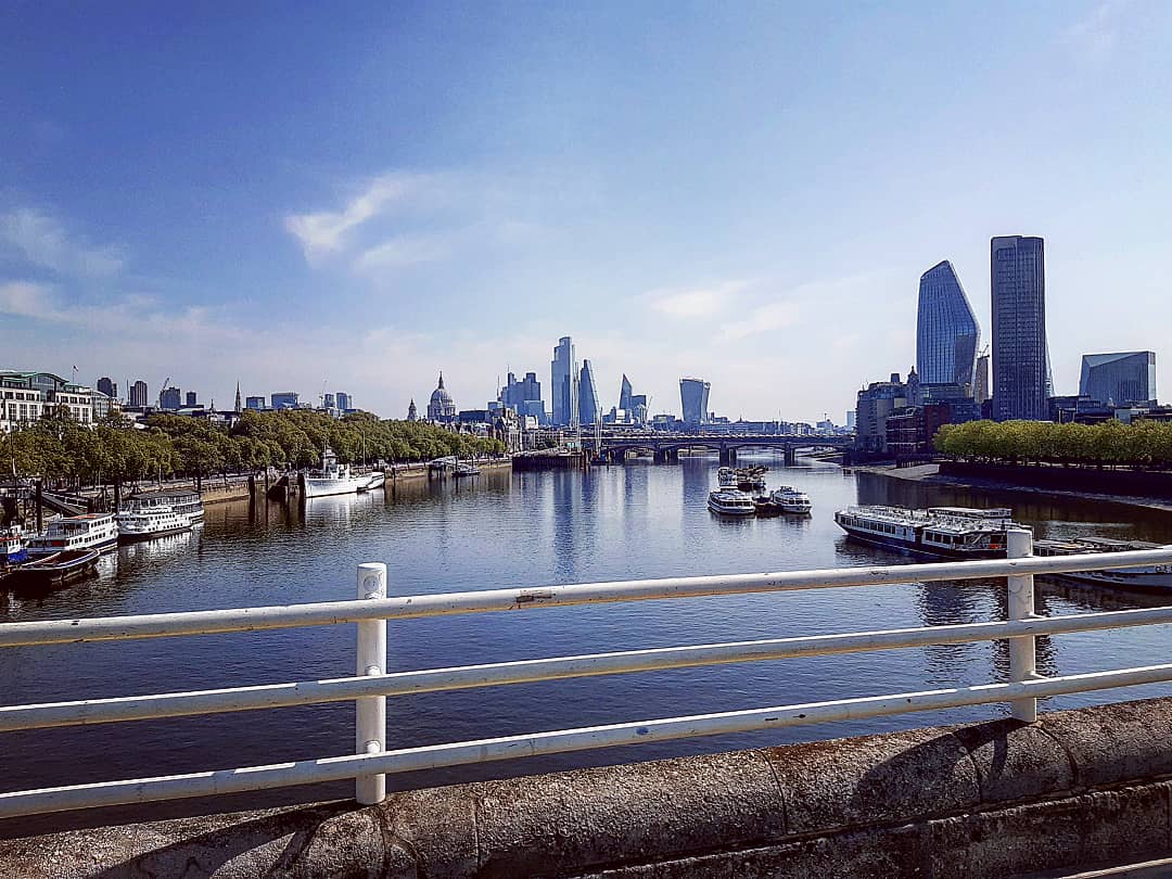 Waterloo Bridge: Another Thames view looking downriver towards the City of London - London Cab Tours