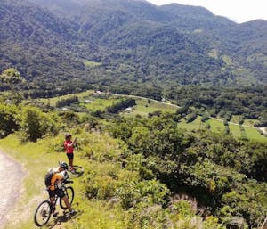 Two men moutain biking in Monteverde, Costa Rica