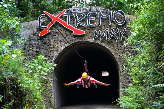 a person doing the Ziplining Tour at Monteverde Extremo