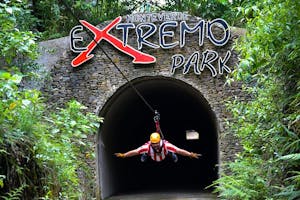 a person doing the Ziplining Tour at Monteverde Extremo