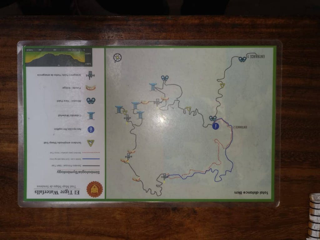 Map of El Tigre Waterfalls Hike in Monteverde