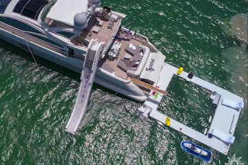 Overhead view of one of our yachts for rent in Miami.