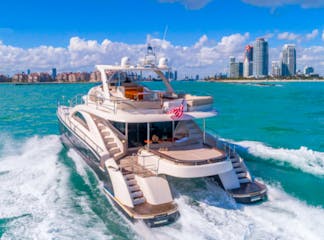 Miami catamaran rental cruising into Government Cut.