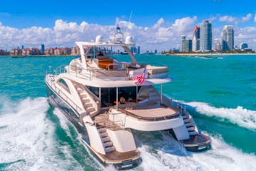 Miami catamaran rental cruising into Government Cut.