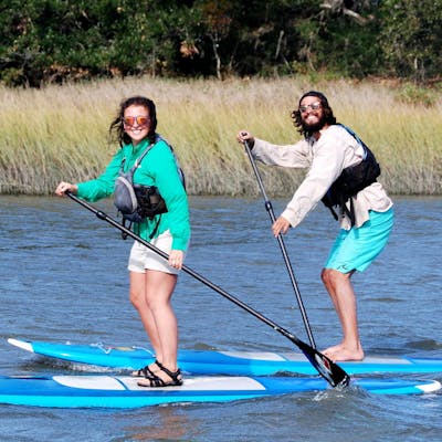 couple paddle boarding