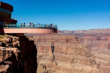 a canyon with Grand Canyon Skywalk in the background