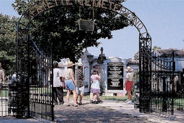 Group in cemetery