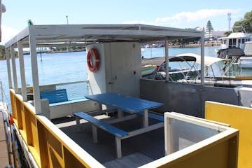 BBQ party barge with toilet - group hire - wheelchair access - Book Forster Luxury Houseboats hire NSW