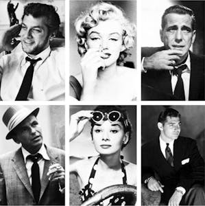 Tony Curtis, Frank Sinatra, Humphrey Bogart, Clark Gable posing for a photo