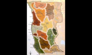 Map of cannabis appellations for Mendocino farms 