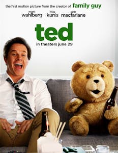 Ted movie poster with Mark Wahlberg and his cannasseur teddy bear