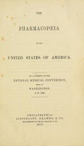 Cover of the United States Pharmacopoeia circa 1850