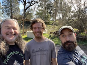 Three cannasseurs on one of the nicest pot farms in California