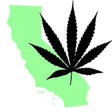 The state of California and a pot leaf