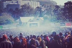 People toke up on Hippie Hill for 420
