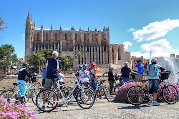 group tour making pictures of the Cathedral of Palma