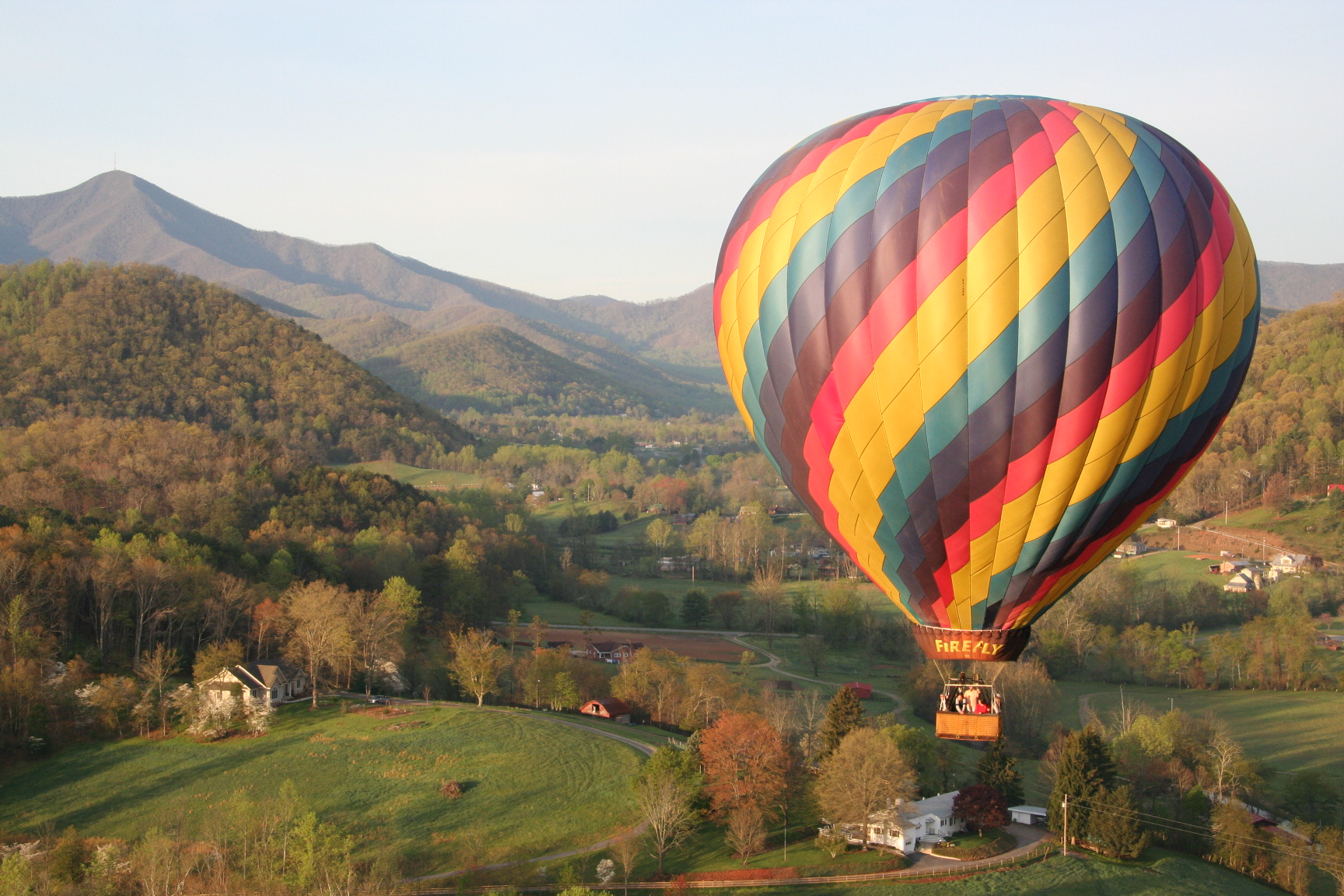 riding in a hot air balloon