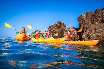 group kayaking in maui