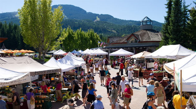 An aerial view of the farmer's market.