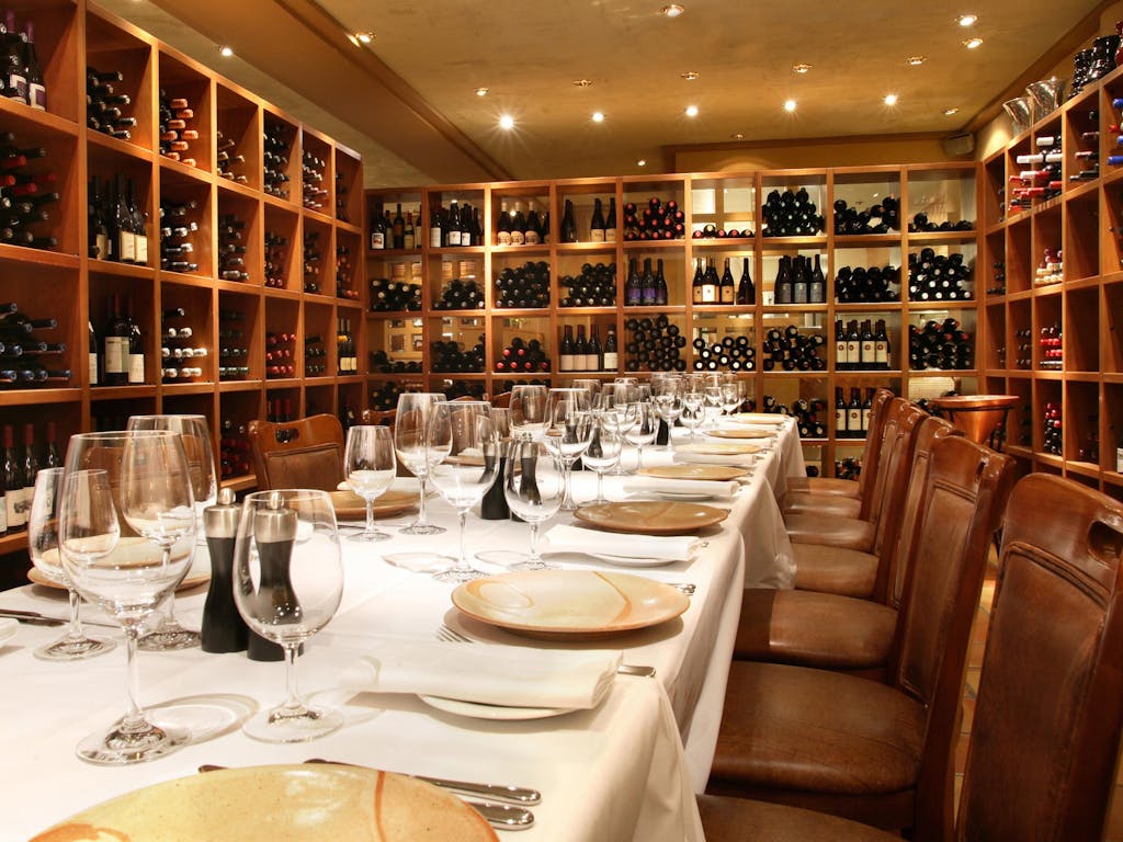 Dining inside the wine room
