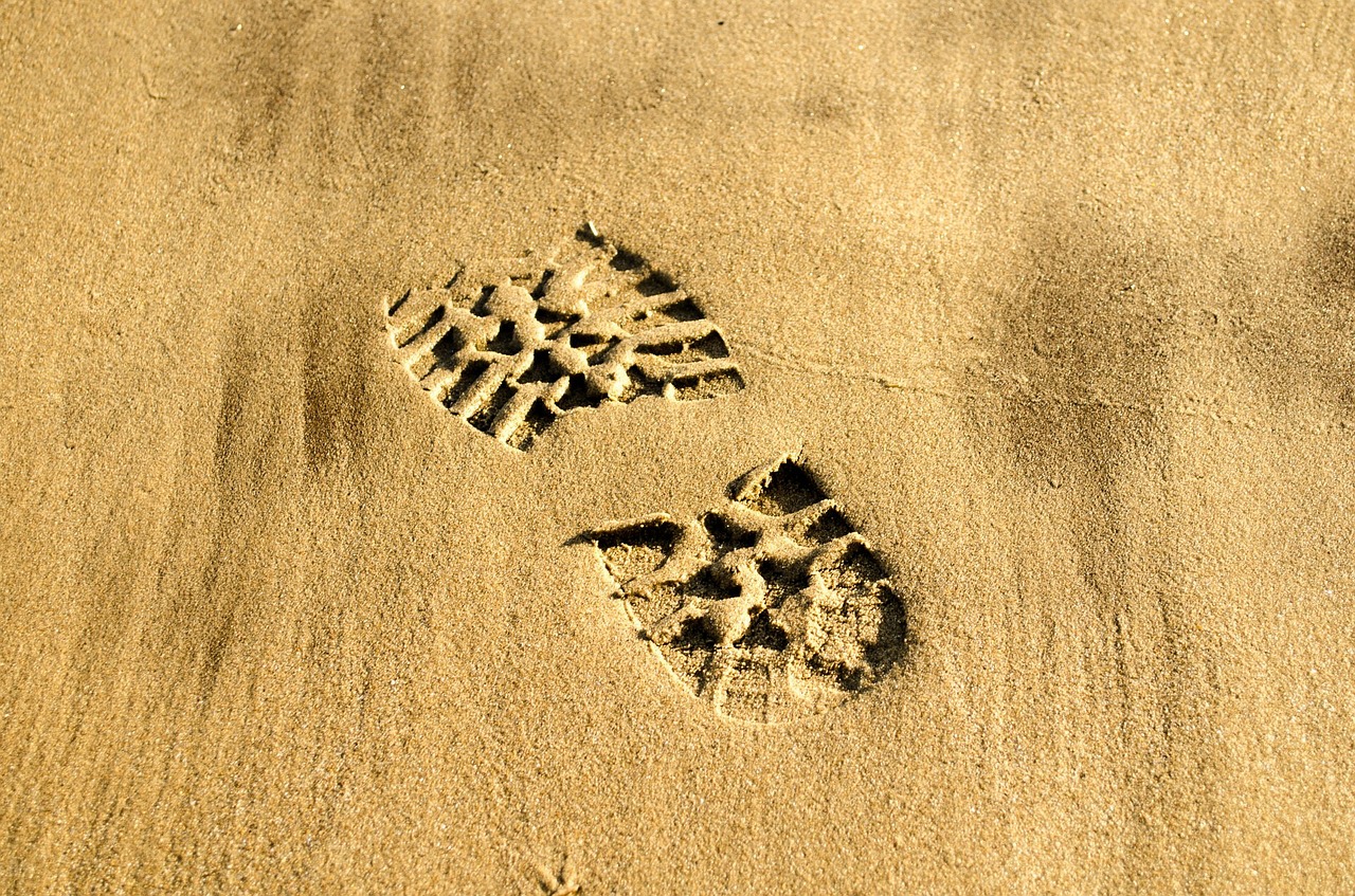 One boot print in a sand