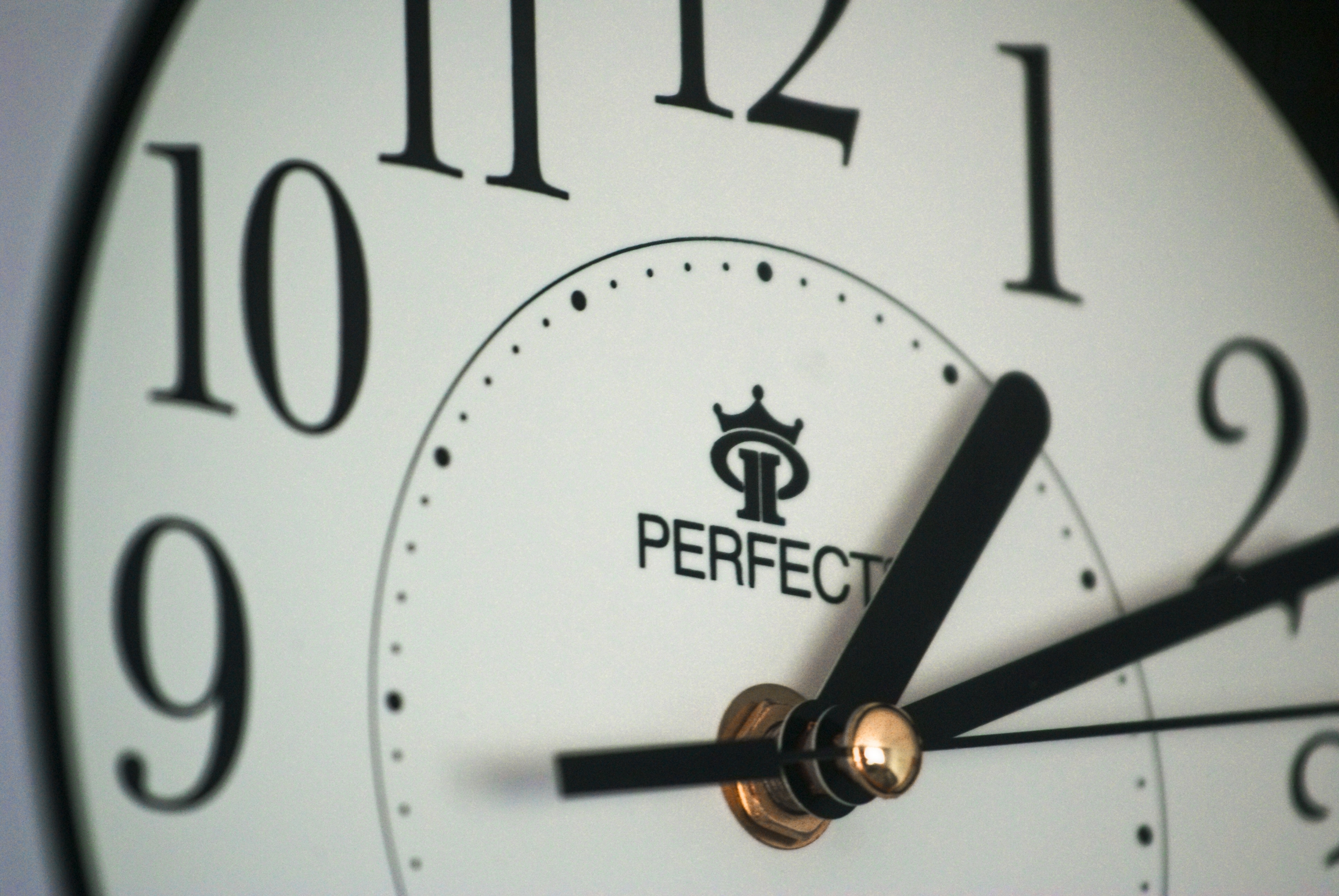 Clock with the word perfect
