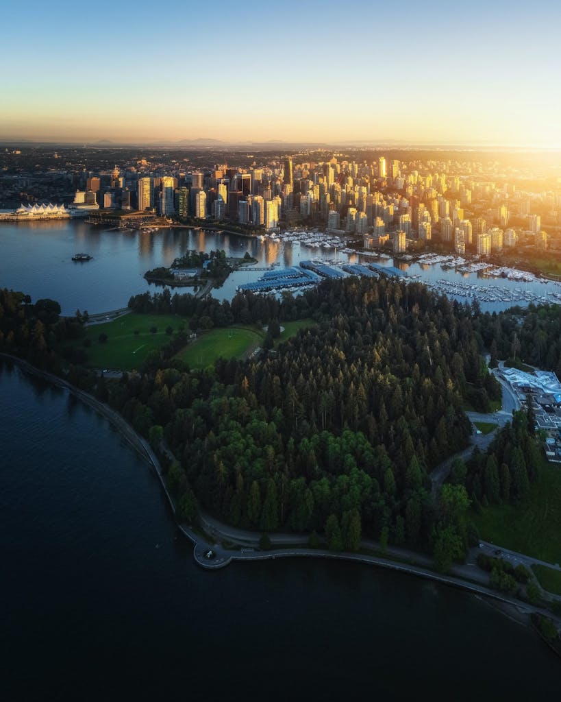 View of Stanley park and vancouver skyline