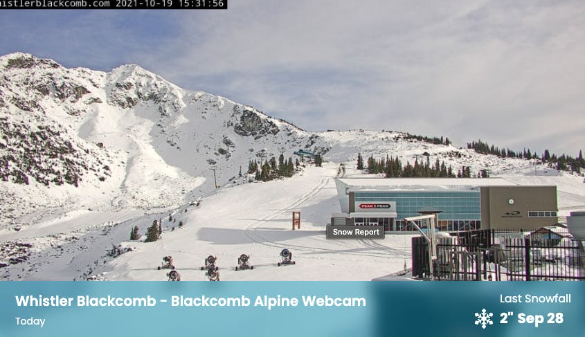 Webcam top of Whistler weather station, snow, ski