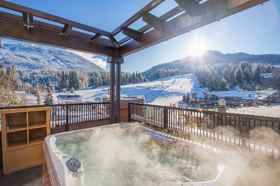 A hot tub with a view of Whistler blackcomb