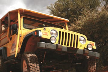 close up of yellow jeep