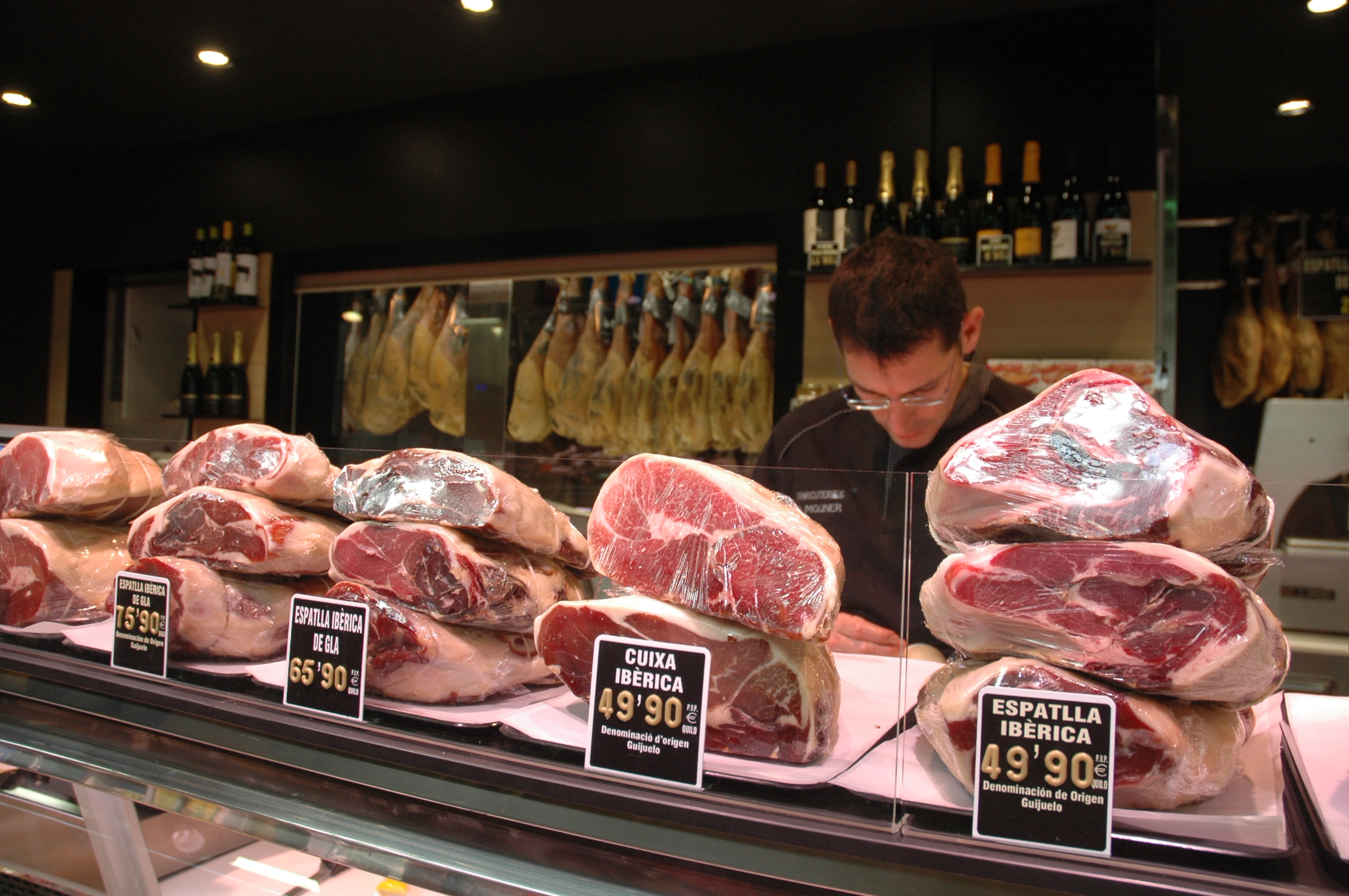 You can buy top-quality Spanish ham at your neighborhood food market in Spain