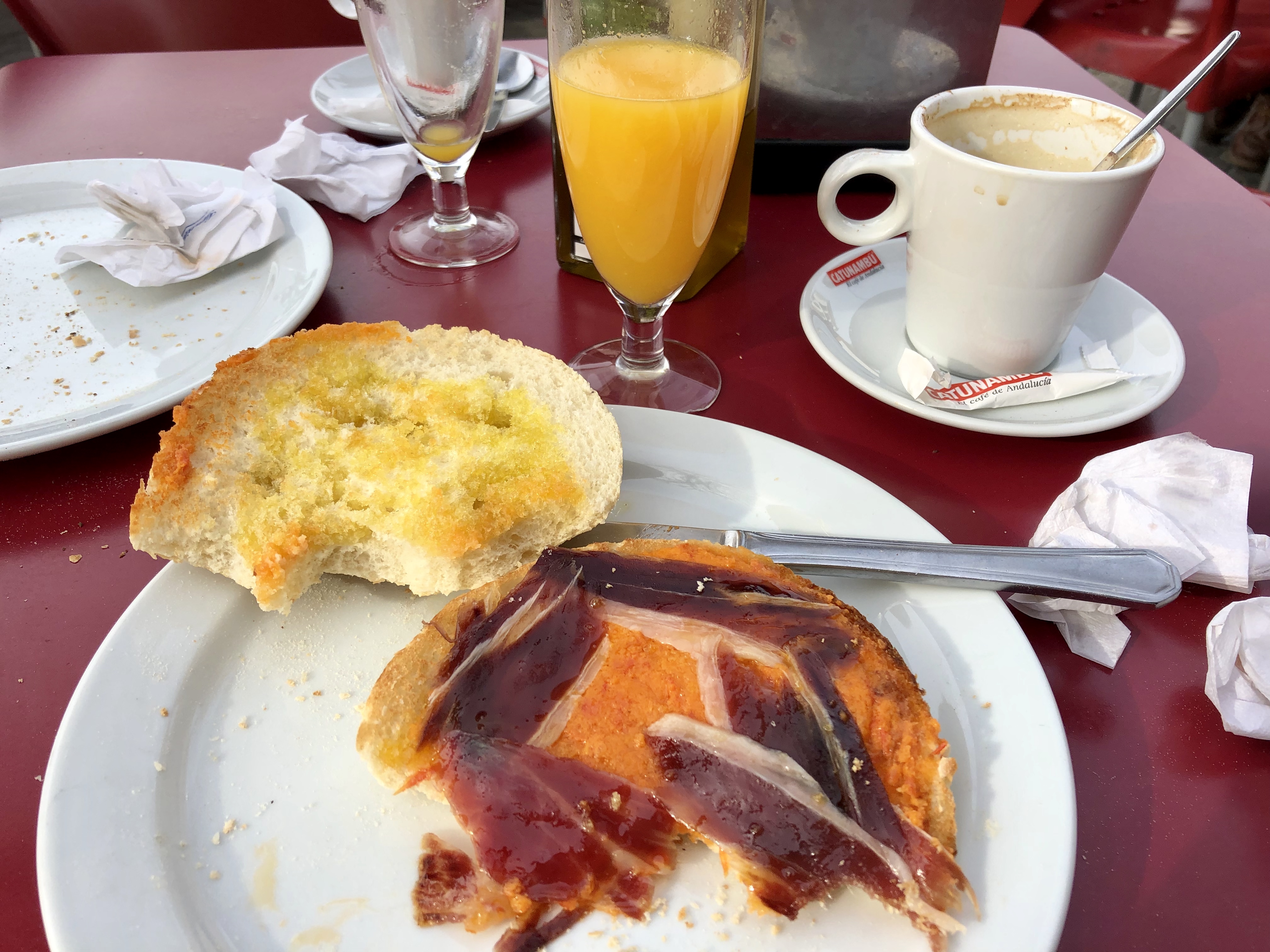 Enjoying a typical breakfast in Seville!