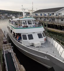 large boat docked in Boothbay Harbor ready for a reggae music cruise