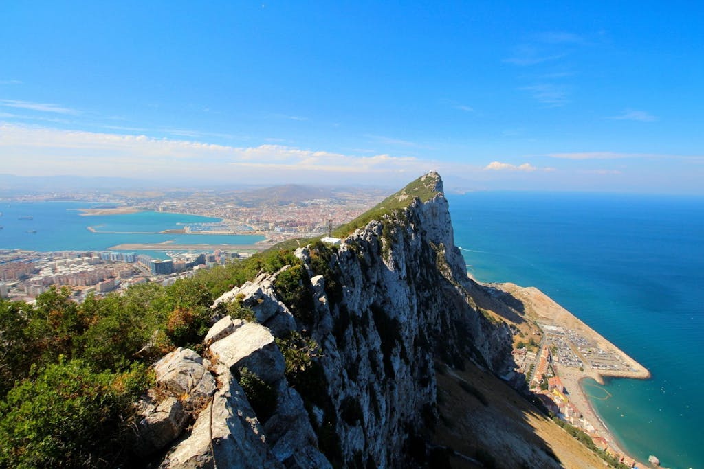 a view of a rocky mountain with Rock of Gibraltar in the background