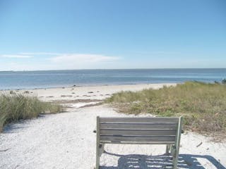 Empty bench on Snead's Island Paradise in Palmetto, Florida