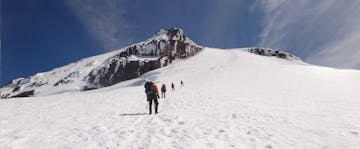climbers on an advanced mountaineering course on Mount Baker near Seattle