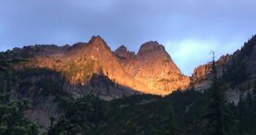 sunset over Chair Peak at Snoqualmie Pass