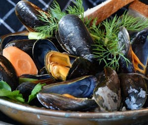 a bowl of mussels
