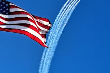 a flag flying in the air