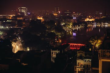 a view of a city at night