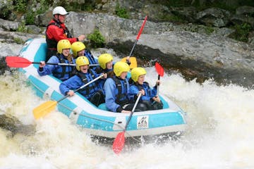 group rafting on a river
