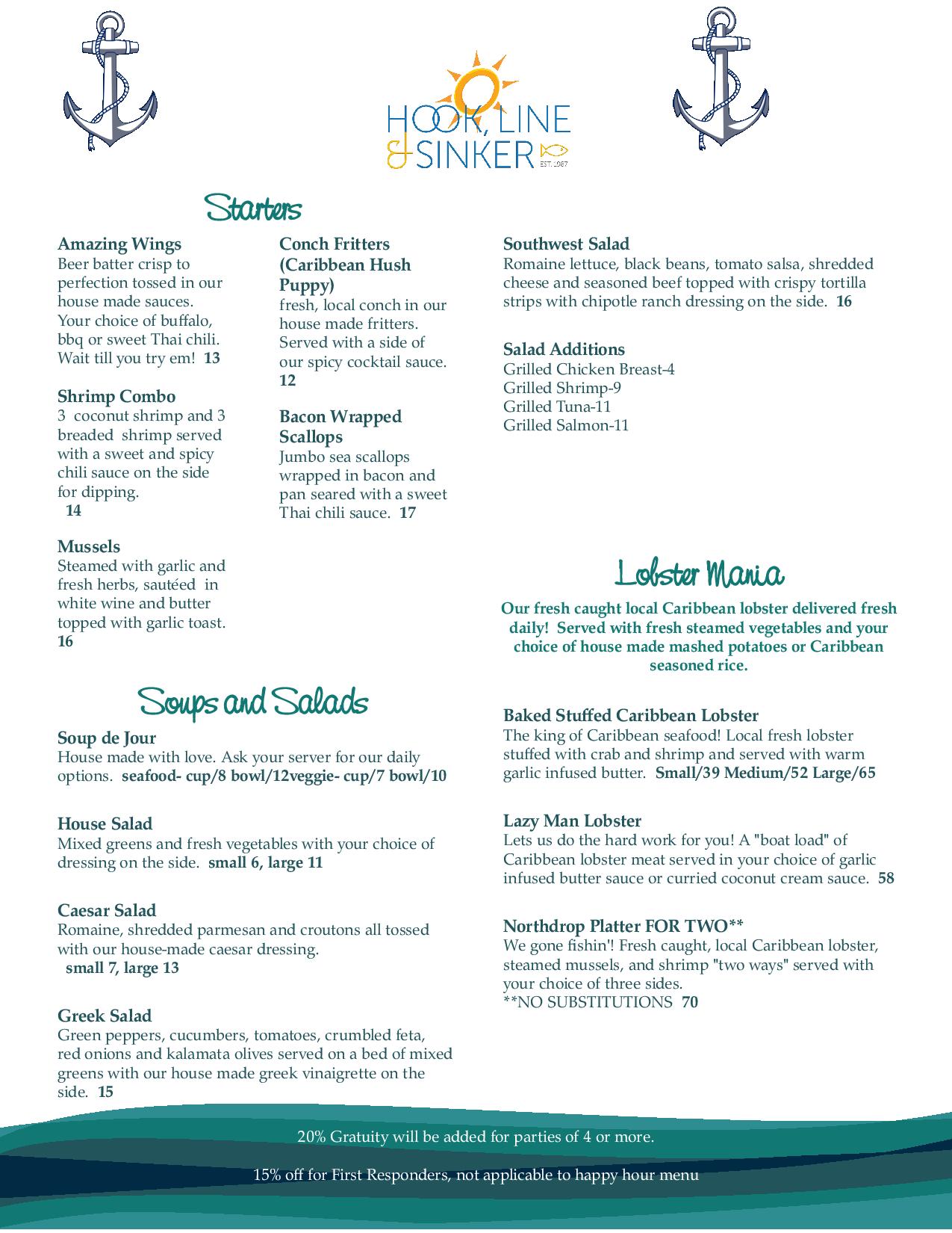 Hook Line and Sinker menu